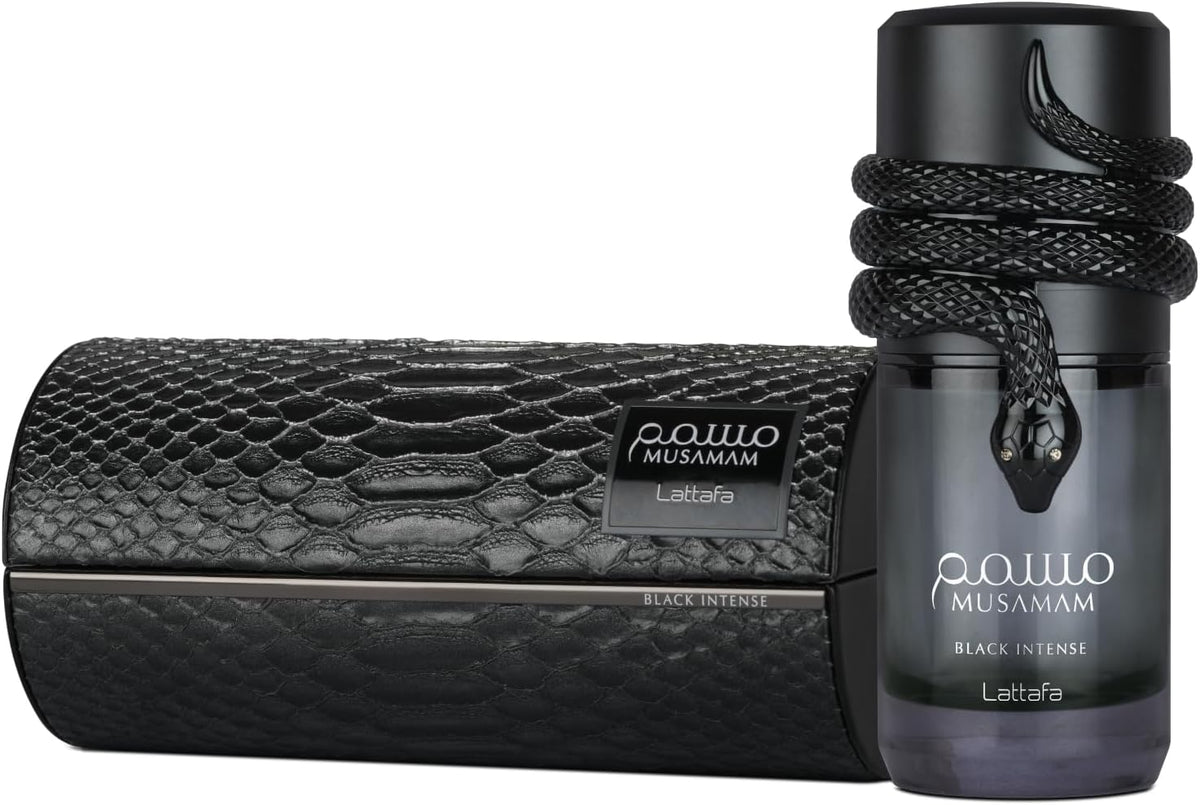 Lattafa Musamam Black Intense – Spicy, Woody, Amber, Aromatic – Eau de Parfum Spray Long-Lasting Fragrance for Unisex, 3.4 Ounce / 100 ml