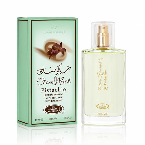 Al Rehab Choco Musk Pistachio Eau de Parfum Spray for Unisex, 1.65 Ounce / 50 ml