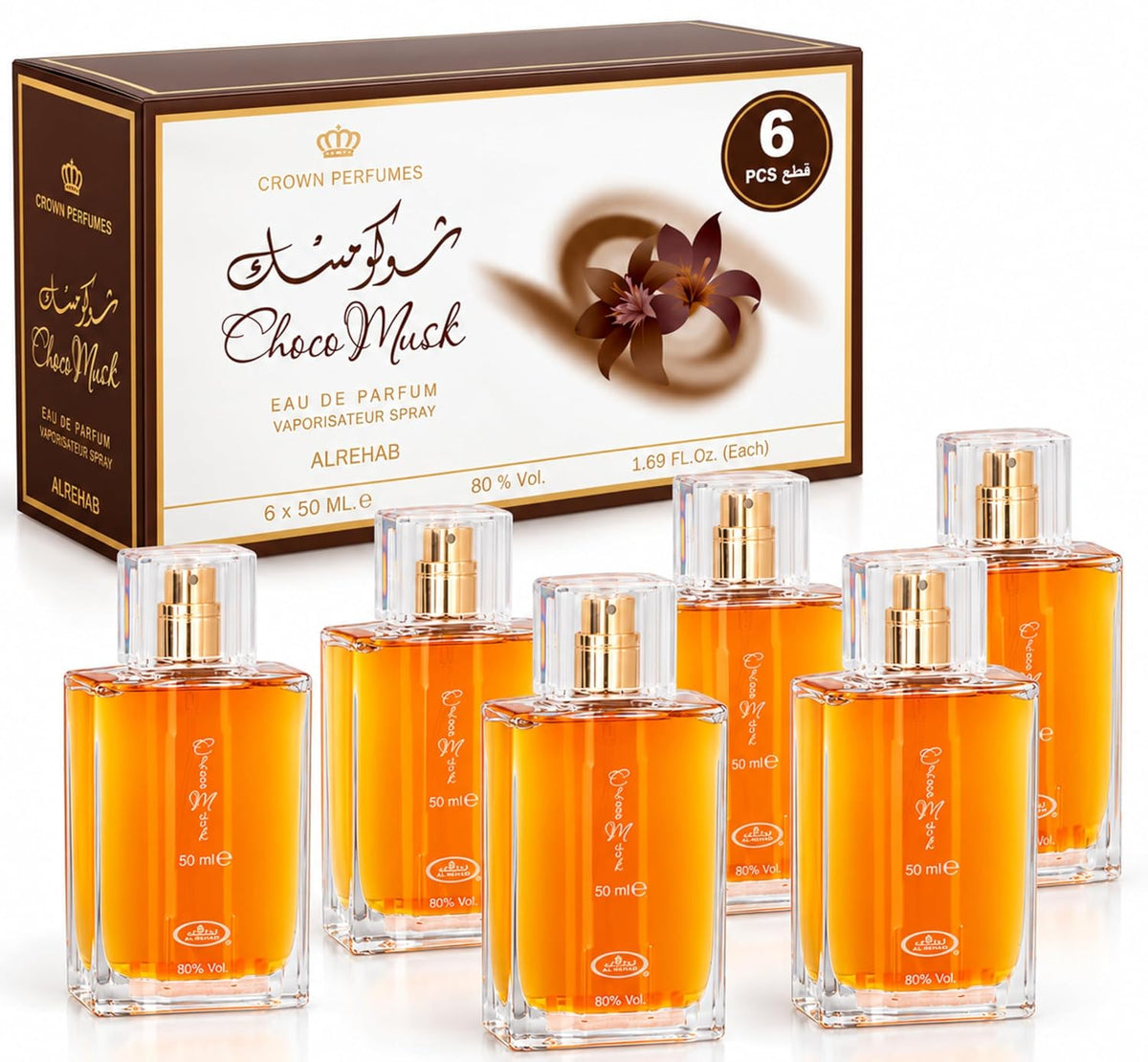 Al-Rehab Choco Musk Eau De Parfum Spray, 1.7 Ounce (Pack Of 6)