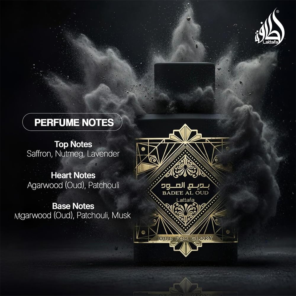 Lattafa Perfumes Bade'e Al Oud, Oud for Glory for Unisex Eau de Parfum Spray, 3.4 Ounce / 100 ml
