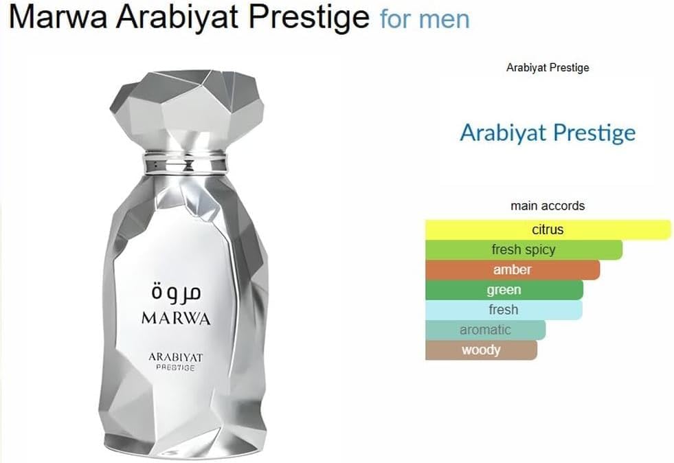 Arabiyat Prestige Marwa Eau de Parfum, 100ml Perfume, Silver For Men