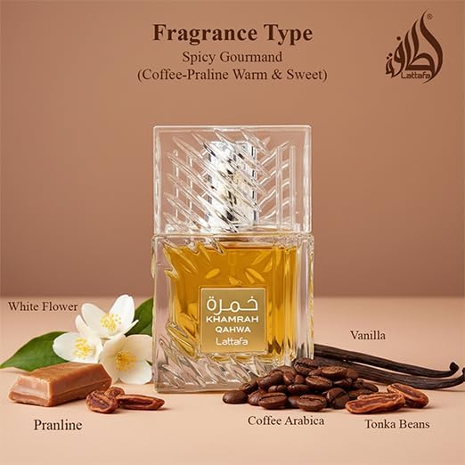 Lattafa Khamrah Qahwa for Unisex Eau de Parfum Spray, 3.4 Ounce / 100 ml