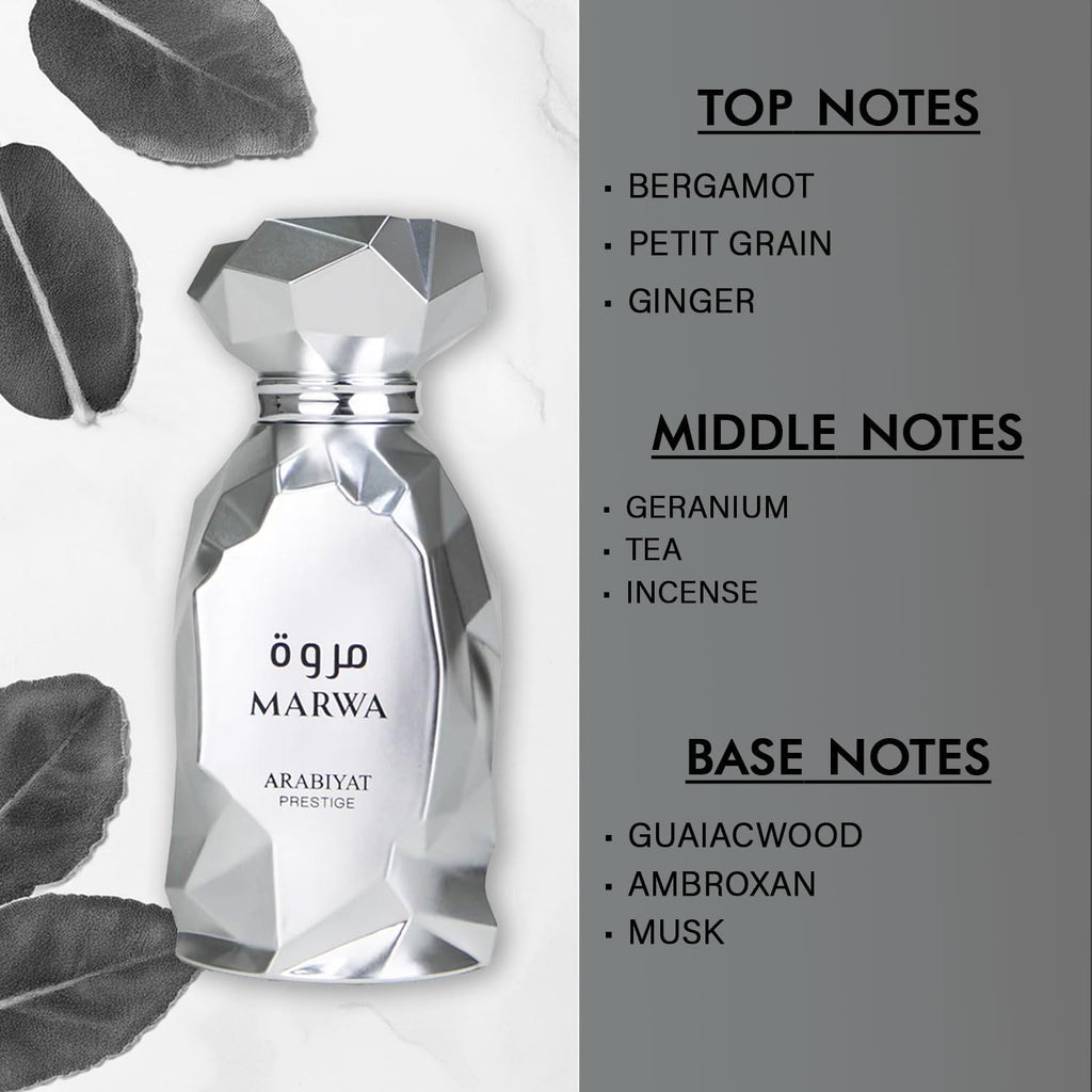 Arabiyat Prestige Marwa Eau de Parfum, 100ml Perfume, Silver For Men